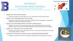 Mandatory Orientation Schedule 